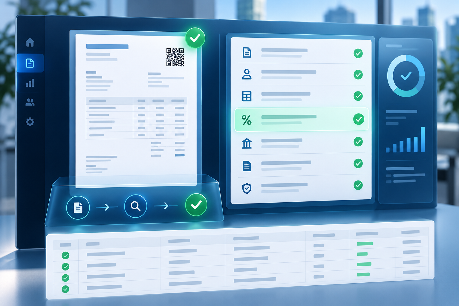 Dashboard voor factuurvalidatie met geslaagde regelcontroles